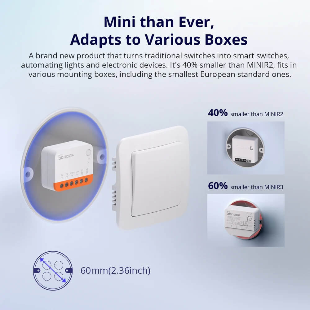 Sonoff MINI Extreme MINIR4 instalación empotrada